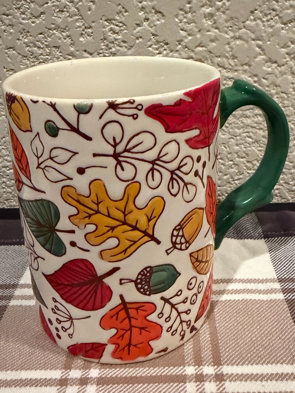 Lang Design Fall Autumn Embossed Leaves Acorn Coffee Tea Cocoa Mug